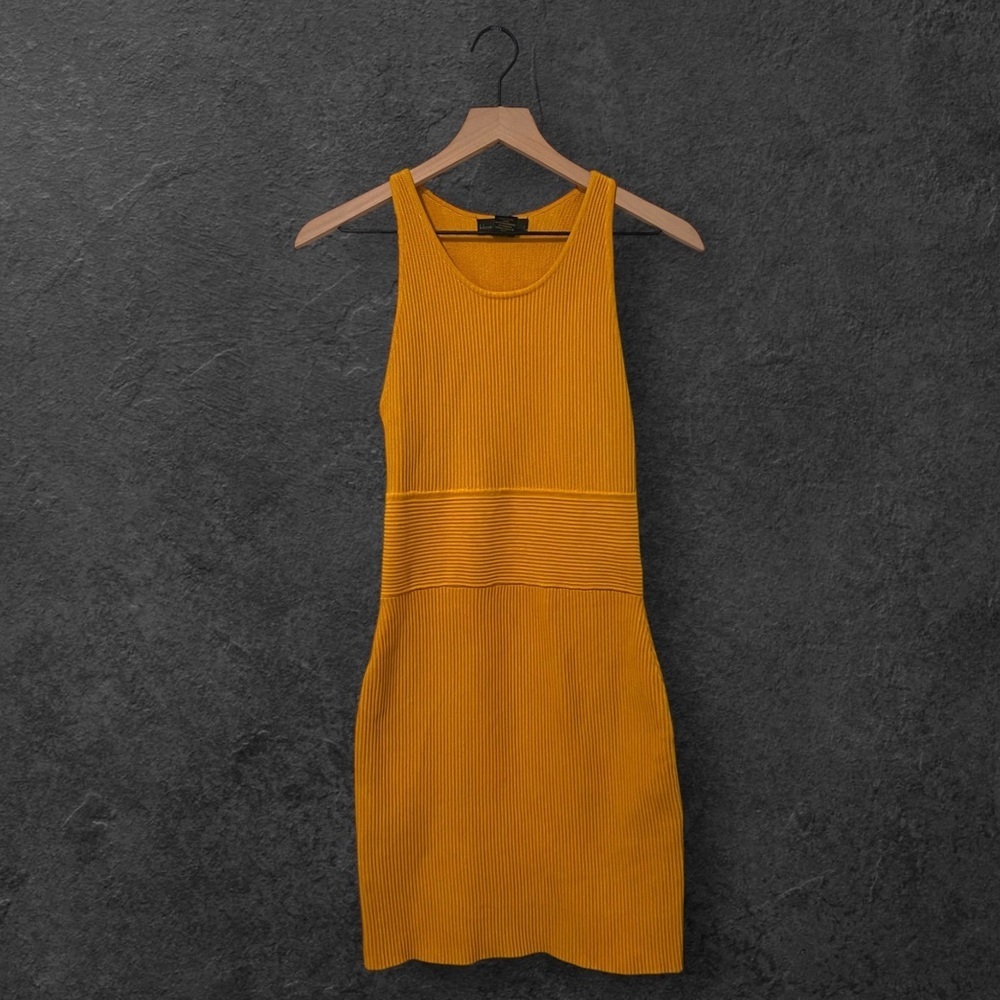 Revolve House of Harlow 1960 Yellow Mustard Ribbed Bodycon Midi Dress Size S